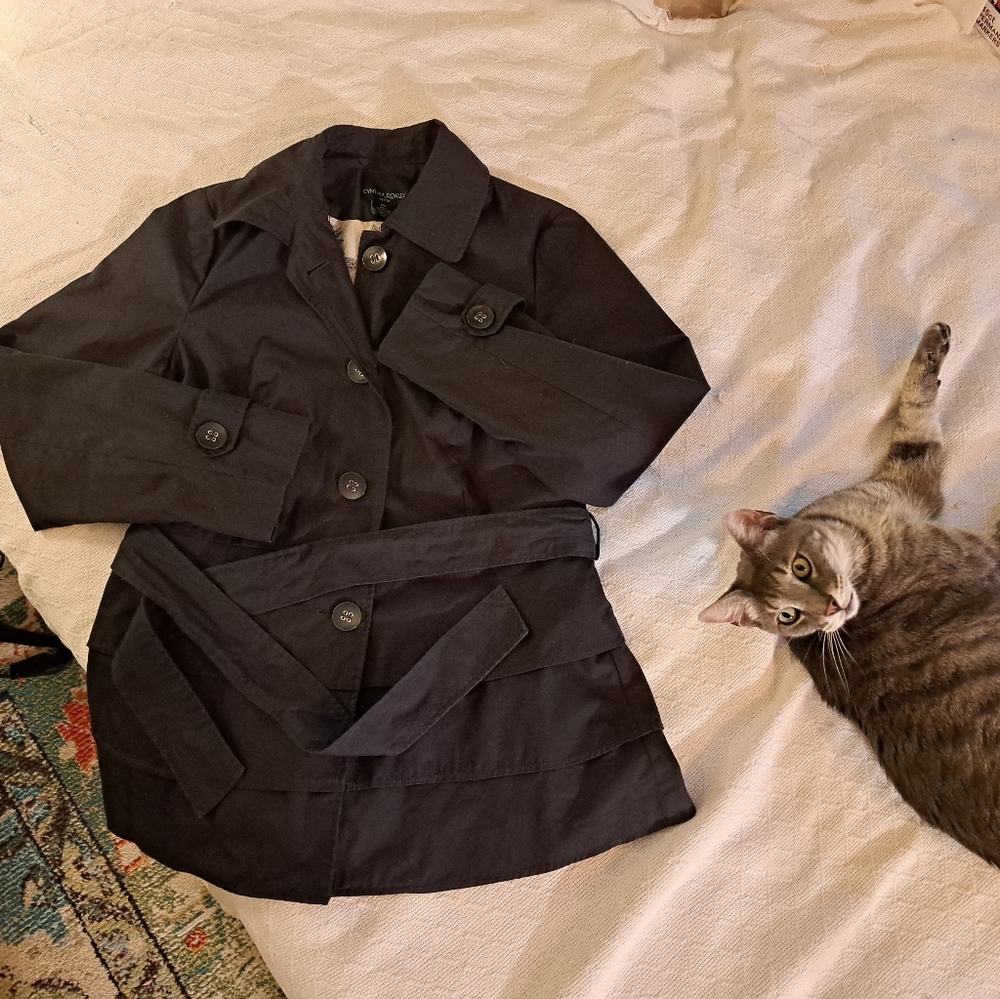 Cynthia Rowley 4 button navy rain coat
